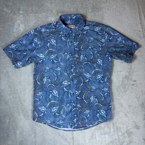 Huk Shirt Mens S Pursuit Marlin Fishing Button Down Short Sleeve Blue Stretch